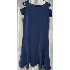 Eloquii Cold Shoulder Navy Blue A Line Midi Dress Size 14